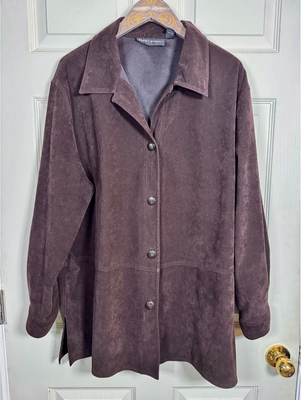 Fleet Street Brown Faux Suede Button-Up Jacket XL